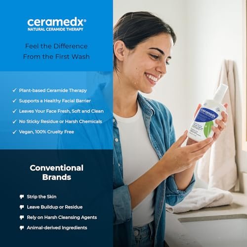 Ceramedx Gentle Foaming Facial Cleanser with Natural Ceramides for Dry, Sensitive Skin, Cruelty Free, Vegan & Fragrance Free, 8 fl oz Avelisse