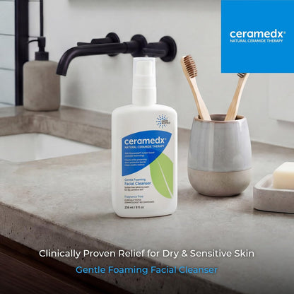 Ceramedx Gentle Foaming Facial Cleanser with Natural Ceramides for Dry, Sensitive Skin, Cruelty Free, Vegan & Fragrance Free, 8 fl oz Avelisse
