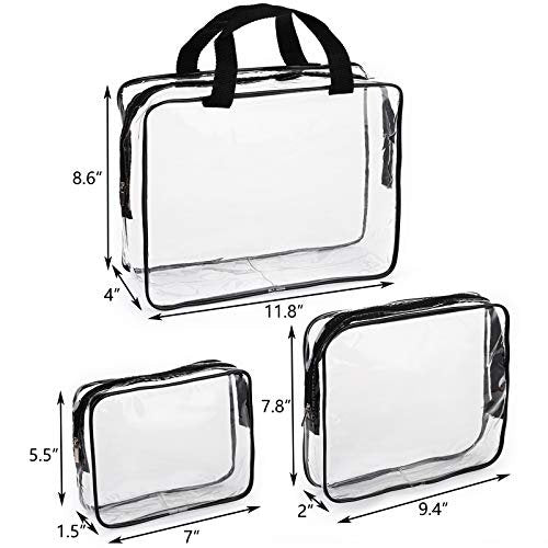 Hedume Set of 9 Clear Makeup Bags - TSA Approved Toiletry Bag Set, Waterproof PVC Travel Pouch with Zipper Handle Avelisse