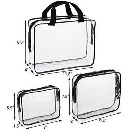 Hedume Set of 9 Clear Makeup Bags - TSA Approved Toiletry Bag Set, Waterproof PVC Travel Pouch with Zipper Handle Avelisse