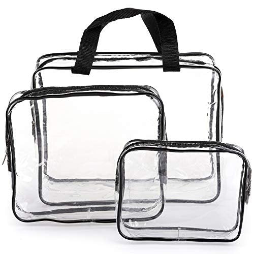 Hedume Set of 9 Clear Makeup Bags - TSA Approved Toiletry Bag Set, Waterproof PVC Travel Pouch with Zipper Handle Avelisse