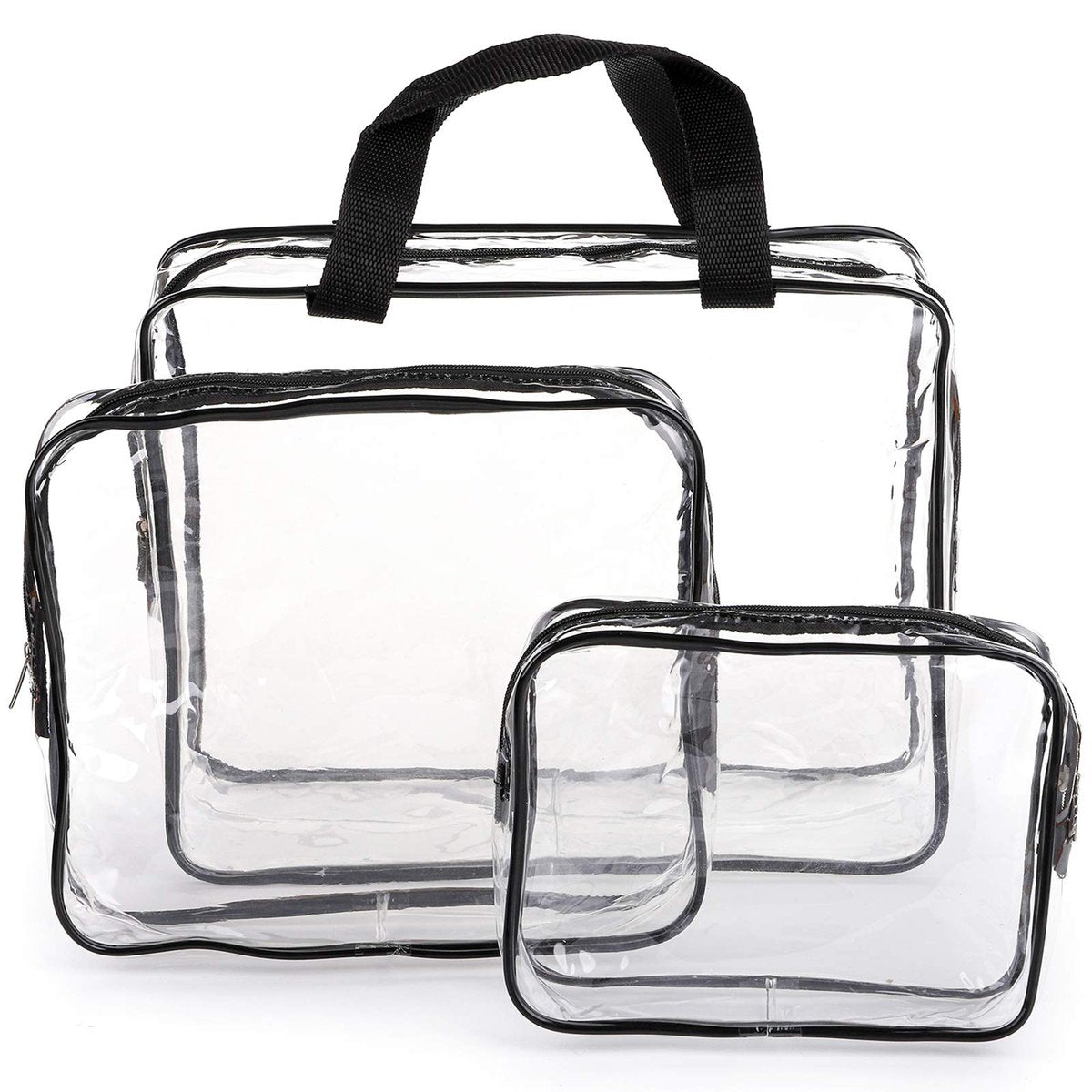 Hedume Set of 9 Clear Makeup Bags - TSA Approved Toiletry Bag Set, Waterproof PVC Travel Pouch with Zipper Handle Avelisse