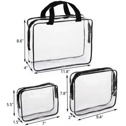Hedume Set of 9 Clear Makeup Bags - TSA Approved Toiletry Bag Set, Waterproof PVC Travel Pouch with Zipper Handle Avelisse