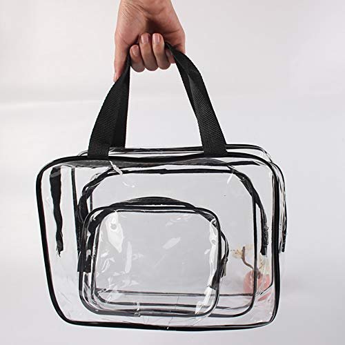 Hedume Set of 9 Clear Makeup Bags - TSA Approved Toiletry Bag Set, Waterproof PVC Travel Pouch with Zipper Handle Avelisse