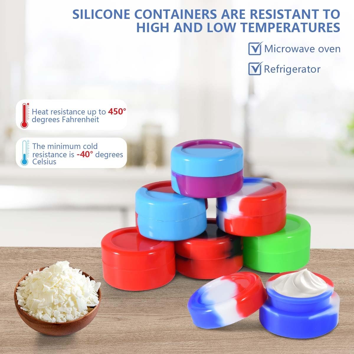 KISEER 30 Pcs 5ml Silicone Wax Containers Assorted Colors Multi Use Non Stick Wax Oil Storage Jars Avelisse