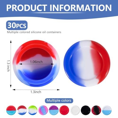KISEER 30 Pcs 5ml Silicone Wax Containers Assorted Colors Multi Use Non Stick Wax Oil Storage Jars Avelisse