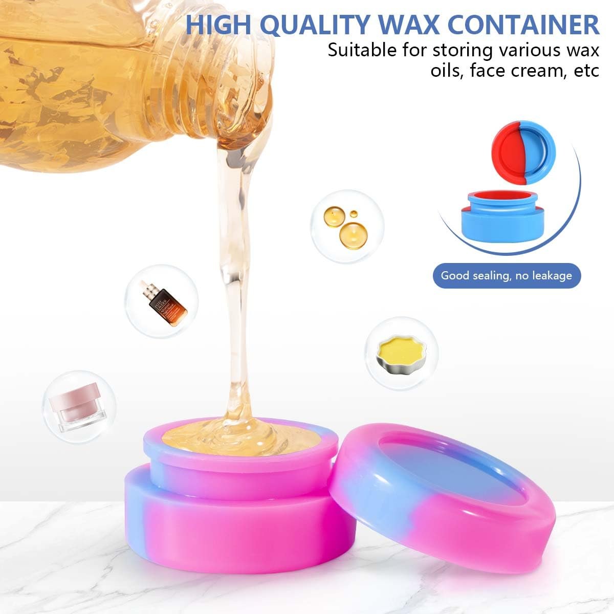 KISEER 30 Pcs 5ml Silicone Wax Containers Assorted Colors Multi Use Non Stick Wax Oil Storage Jars Avelisse