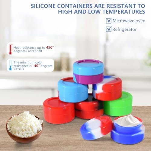 KISEER 30 Pcs 5ml Silicone Wax Containers Assorted Colors Multi Use Non Stick Wax Oil Storage Jars Avelisse