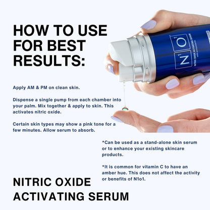 N1O1 Nitric Oxide Activating Serum with Antioxidants – Hydrating Face Serum, Decreases Wrinkles, Pore Minimizer, Improves Skin Texture, Helps Dark Spots, 1 Fl Oz (30ml) Avelisse