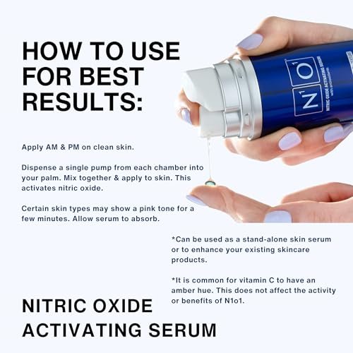 N1O1 Nitric Oxide Activating Serum with Antioxidants – Hydrating Face Serum, Decreases Wrinkles, Pore Minimizer, Improves Skin Texture, Helps Dark Spots, 1 Fl Oz (30ml) Avelisse