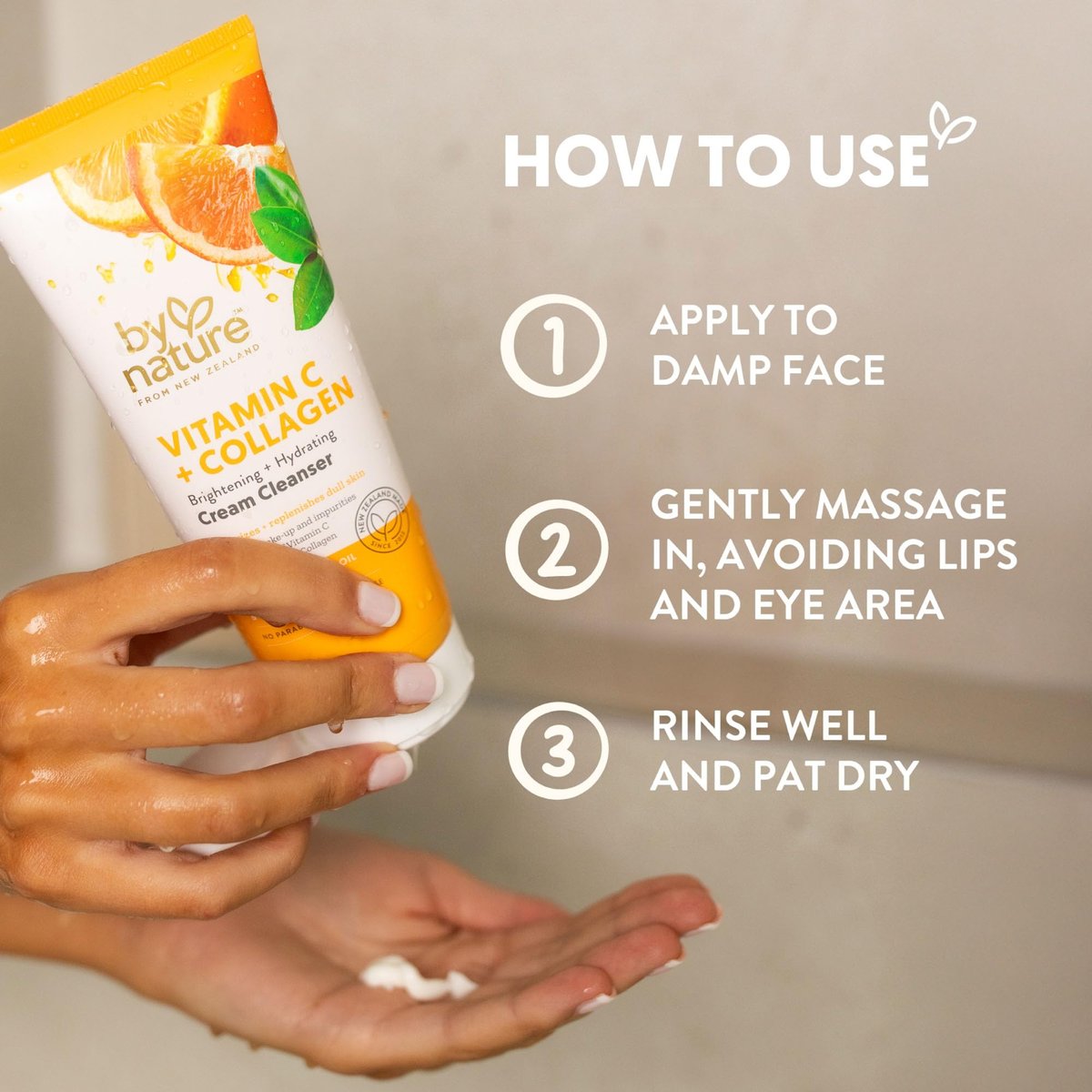 By Nature Vitamin C + Collagen Face Cream Cleanser - Daily Makeup Remover and Facial Wash from New Zealand (7 Oz) - görsel 7