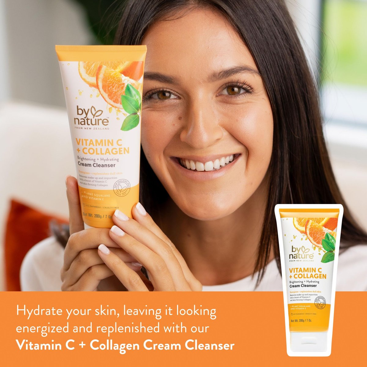 By Nature Vitamin C + Collagen Face Cream Cleanser - Daily Makeup Remover and Facial Wash from New Zealand (7 Oz) - görsel 3