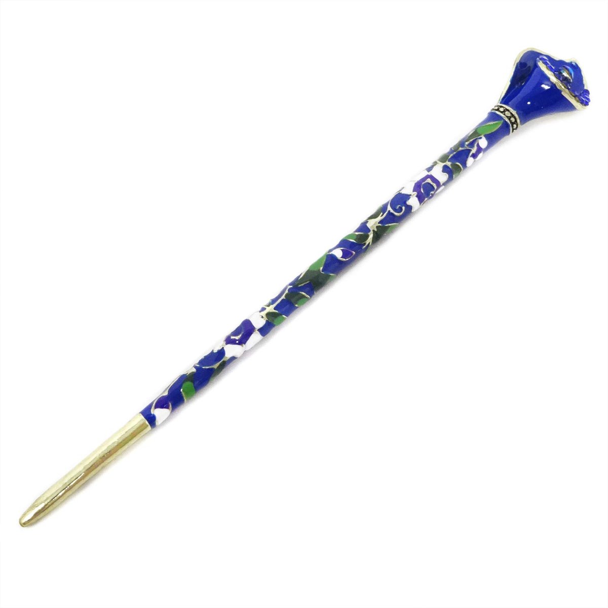 Honbay Cloisonné Vintage Hair Stick with Calla Lily Design – Blue Rhinestone Hair Chopstick - görsel 1