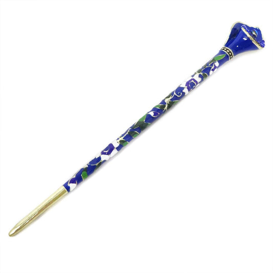 Honbay Cloisonné Vintage Hair Stick with Calla Lily Design – Blue Rhinestone Hair Chopstick