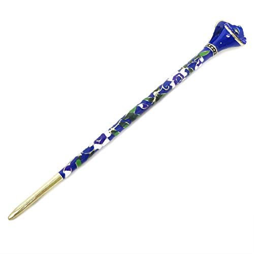 Honbay Cloisonné Vintage Hair Stick with Calla Lily Design – Blue Rhinestone Hair Chopstick - görsel 2