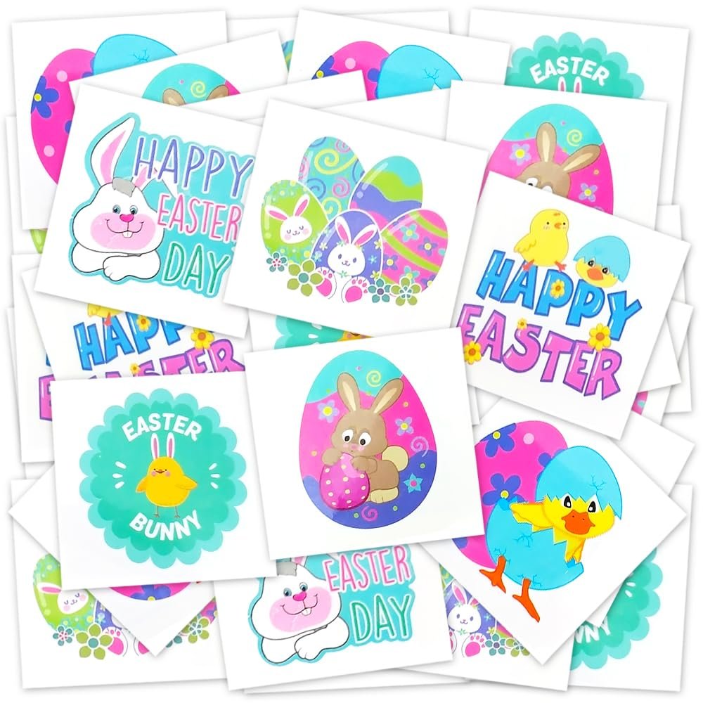 144 Pack Easter Temporary Tattoos for Kids – Fun Egg Fillers & Basket Stuffers by ArtCreativity - görsel 1