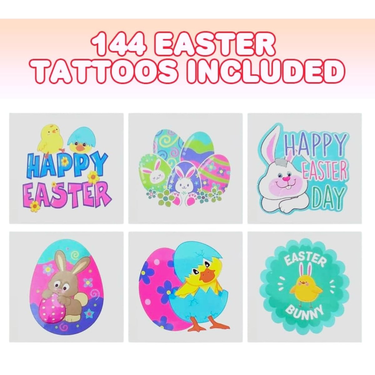 144 Pack Easter Temporary Tattoos for Kids – Fun Egg Fillers & Basket Stuffers by ArtCreativity - görsel 5