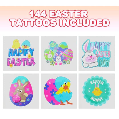 144 Pack Easter Temporary Tattoos for Kids – Fun Egg Fillers & Basket Stuffers by ArtCreativity