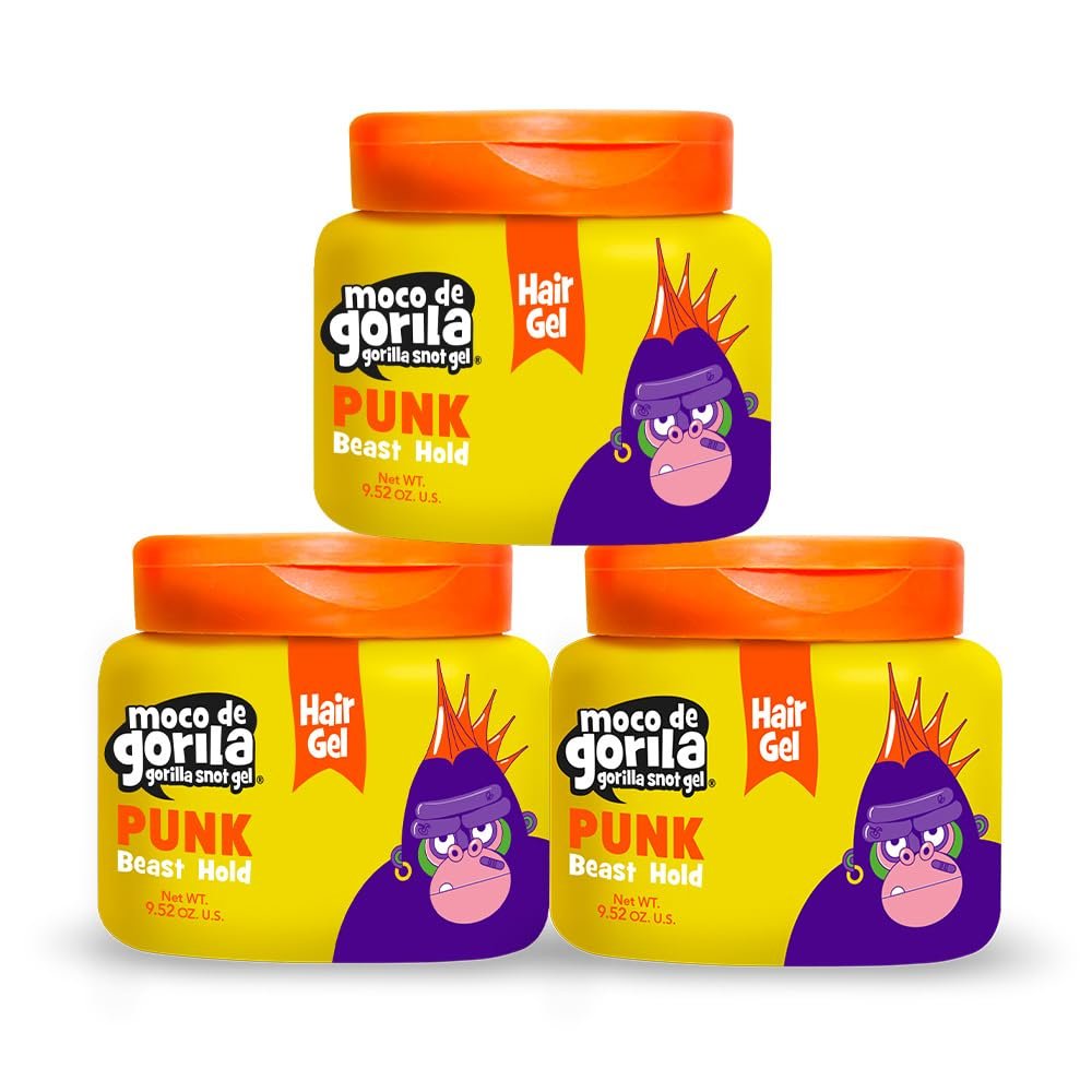 Moco de Gorila Punk Hair Styling Gel - Long-Lasting High Fixation, Reactivatable, 3-Pack of 9.52 oz Each (3 Jars) - görsel 1