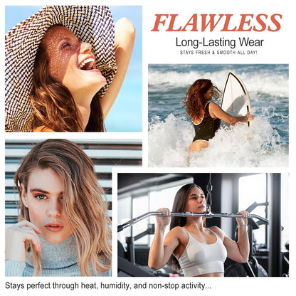 2-Pack Flawless Colour Changing Warm Skin Tone Foundation - Natural Blending, Moisturizing, Long Lasting Waterproof Liquid Foundation with SPF 15 for Face Makeup