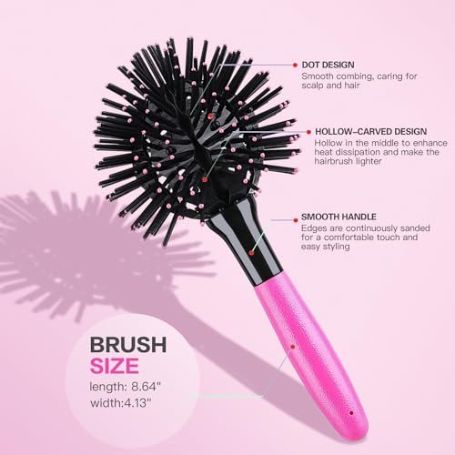 3D Bomb Curl Hair Brush - 360° Round Styling Brush, Detangling Hairbrush with Wide Tooth Comb for Curly, Long, Wet & Dry Hair - görsel 10