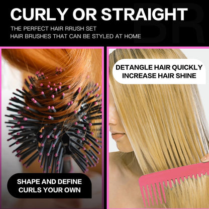 3D Bomb Curl Hair Brush - 360° Round Styling Brush, Detangling Hairbrush with Wide Tooth Comb for Curly, Long, Wet & Dry Hair