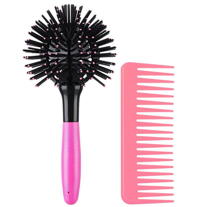 3D Bomb Curl Hair Brush - 360° Round Styling Brush, Detangling Hairbrush with Wide Tooth Comb for Curly, Long, Wet & Dry Hair