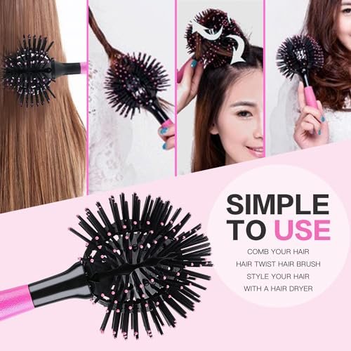 3D Bomb Curl Hair Brush - 360° Round Styling Brush, Detangling Hairbrush with Wide Tooth Comb for Curly, Long, Wet & Dry Hair - görsel 6