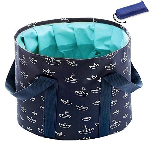 Collapsible Foot Soaking Bucket - Portable Travel Foot Bath Tub for Pedicure, Camping, and Home Use - Navy Blue - görsel 2