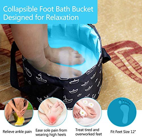 Collapsible Foot Soaking Bucket - Portable Travel Foot Bath Tub for Pedicure, Camping, and Home Use - Navy Blue - görsel 8