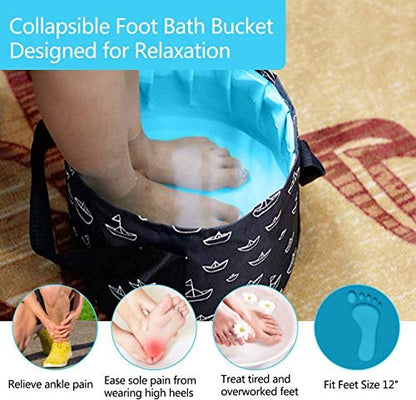 Collapsible Foot Soaking Bucket - Portable Travel Foot Bath Tub for Pedicure, Camping, and Home Use - Navy Blue