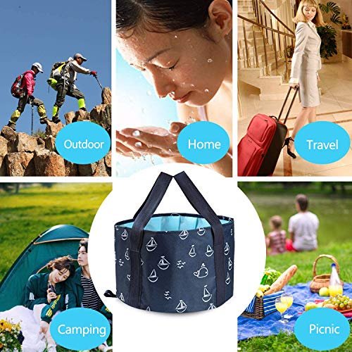 Collapsible Foot Soaking Bucket - Portable Travel Foot Bath Tub for Pedicure, Camping, and Home Use - Navy Blue - görsel 14