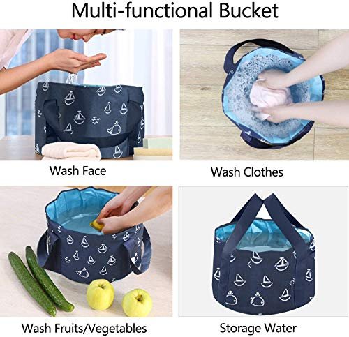 Collapsible Foot Soaking Bucket - Portable Travel Foot Bath Tub for Pedicure, Camping, and Home Use - Navy Blue - görsel 6