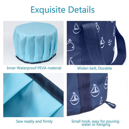 Collapsible Foot Soaking Bucket - Portable Travel Foot Bath Tub for Pedicure, Camping, and Home Use - Navy Blue
