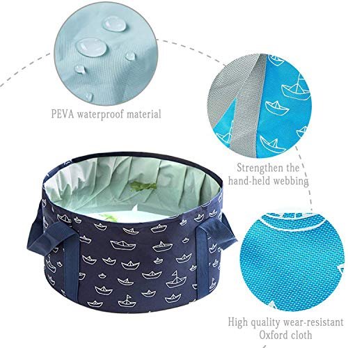 Collapsible Foot Soaking Bucket - Portable Travel Foot Bath Tub for Pedicure, Camping, and Home Use - Navy Blue - görsel 10