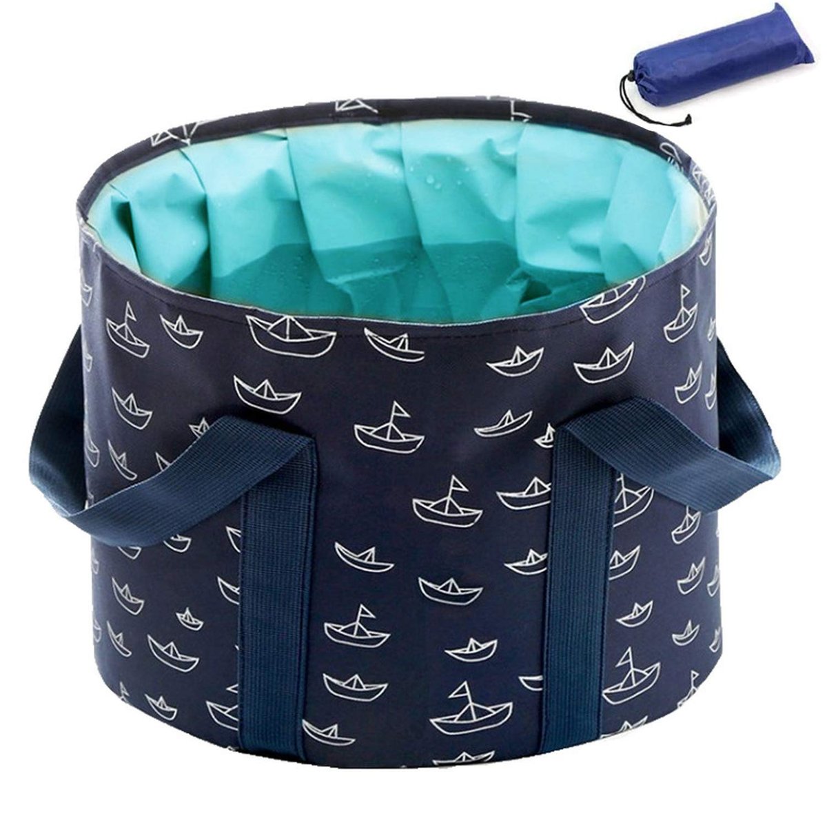 Collapsible Foot Soaking Bucket - Portable Travel Foot Bath Tub for Pedicure, Camping, and Home Use - Navy Blue - görsel 1