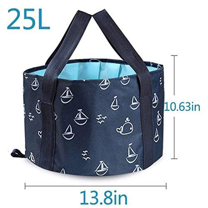 Collapsible Foot Soaking Bucket - Portable Travel Foot Bath Tub for Pedicure, Camping, and Home Use - Navy Blue