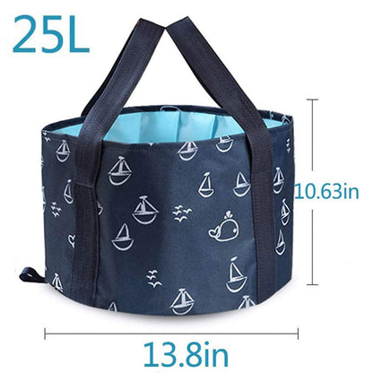 Collapsible Foot Soaking Bucket - Portable Travel Foot Bath Tub for Pedicure, Camping, and Home Use - Navy Blue
