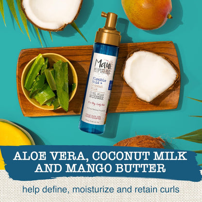 Maui Moisture Flexible Hold + Coconut Milk Curl Foam Mousse for Curly Hair Styling, No Drying Alcohols, Parabens or Silicone, 8.5oz