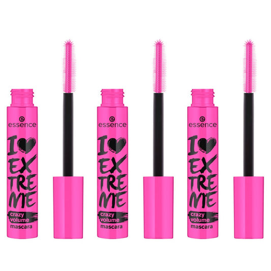 essence I Love Extreme Crazy Volume Mascara - Pack of 3 - Vegan & Cruelty Free, Paraben-Free, Extreme Black Avelisse