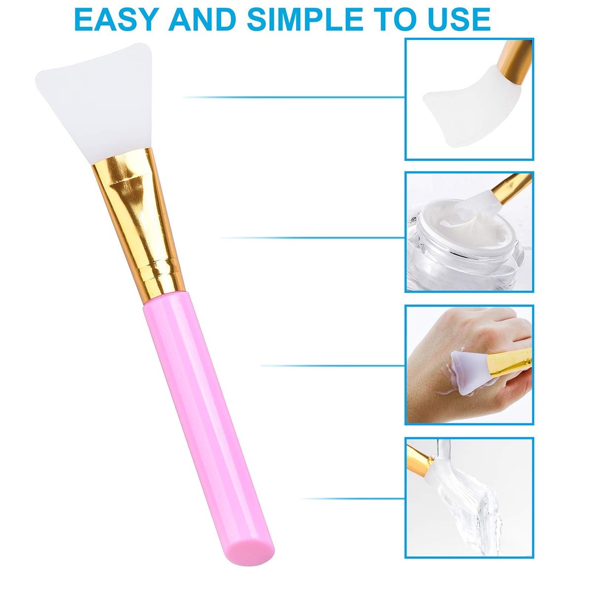 3 Pack Premium Silicone Face Mask Brush Set - Soft Hairless Applicator for Mud Masks, Lotions, and Body Butter by AULLUA (Blue) - görsel 3