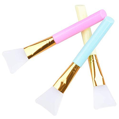 3 Pack Premium Silicone Face Mask Brush Set - Soft Hairless Applicator for Mud Masks, Lotions, and Body Butter by AULLUA (Blue)