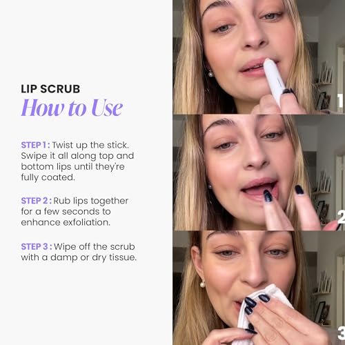 Wonderskin Lip Scrub - 3-in-1 Exfoliator & Moisturizer, Hydrating Balm for Soft, Nourished, Flake-Free Lips, 0.10 oz - görsel 14