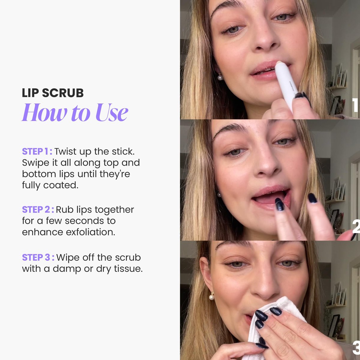 Wonderskin Lip Scrub - 3-in-1 Exfoliator & Moisturizer, Hydrating Balm for Soft, Nourished, Flake-Free Lips, 0.10 oz - görsel 13