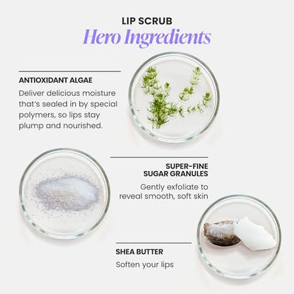 Wonderskin Lip Scrub - 3-in-1 Exfoliator & Moisturizer, Hydrating Balm for Soft, Nourished, Flake-Free Lips, 0.10 oz