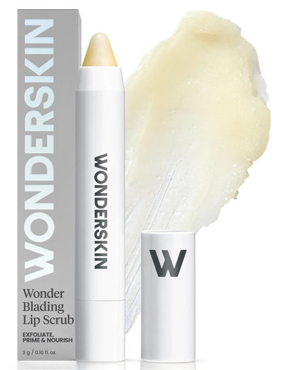 Wonderskin Lip Scrub - 3-in-1 Exfoliator & Moisturizer, Hydrating Balm for Soft, Nourished, Flake-Free Lips, 0.10 oz