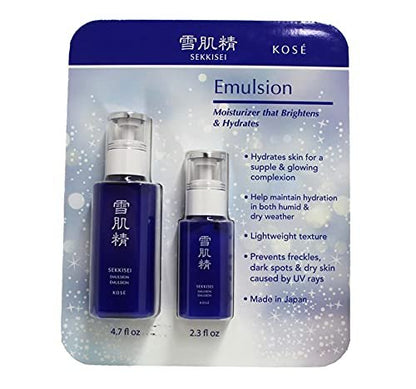 SEKKISEI Emulsion 2 Bottles Set 4.7oz & 2.3oz - Japanese Moisturizer for Radiant Skin Avelisse
