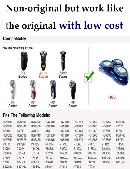TERMATION HQ8 Replacement Heads for Philips Norelco Shavers, 6-Pack – Upgraded OEM Compatible Avelisse