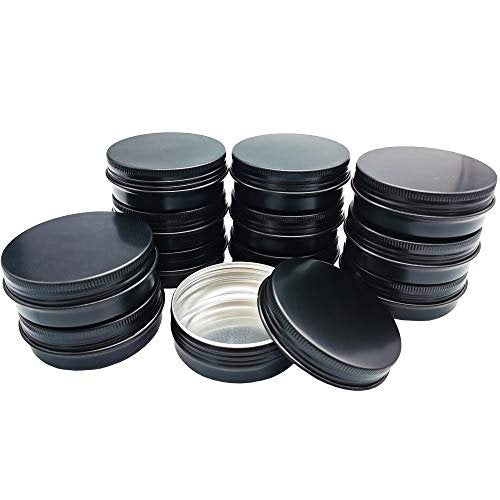 12 Pack 2 oz Aluminum Tin Jars with Screw Lid - Black Round Refillable Containers for Spice, Salve, Powder or Candies - görsel 8