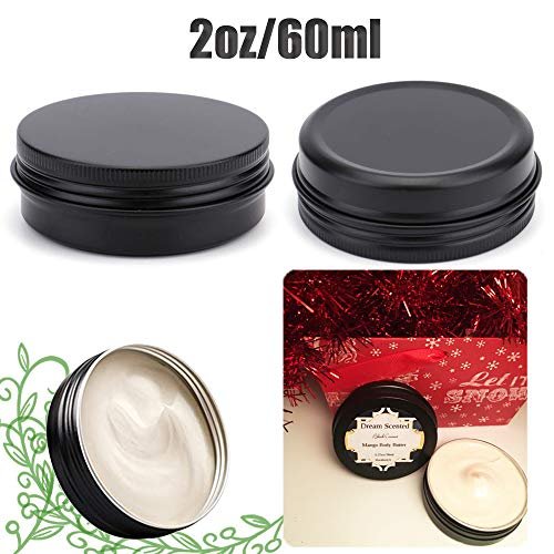 12 Pack 2 oz Aluminum Tin Jars with Screw Lid - Black Round Refillable Containers for Spice, Salve, Powder or Candies - görsel 6